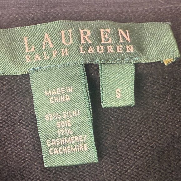 Lauren Ralph Lauren Silk Cashmere Blend Black Cardigan S Rhinestone Button Up - Picture 5 of 11